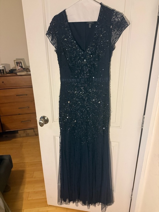 Adrianna Papell Dresses & Skirts - Adrianna Papell Navy Beaded Cap-Sleeve Maxi Dress
